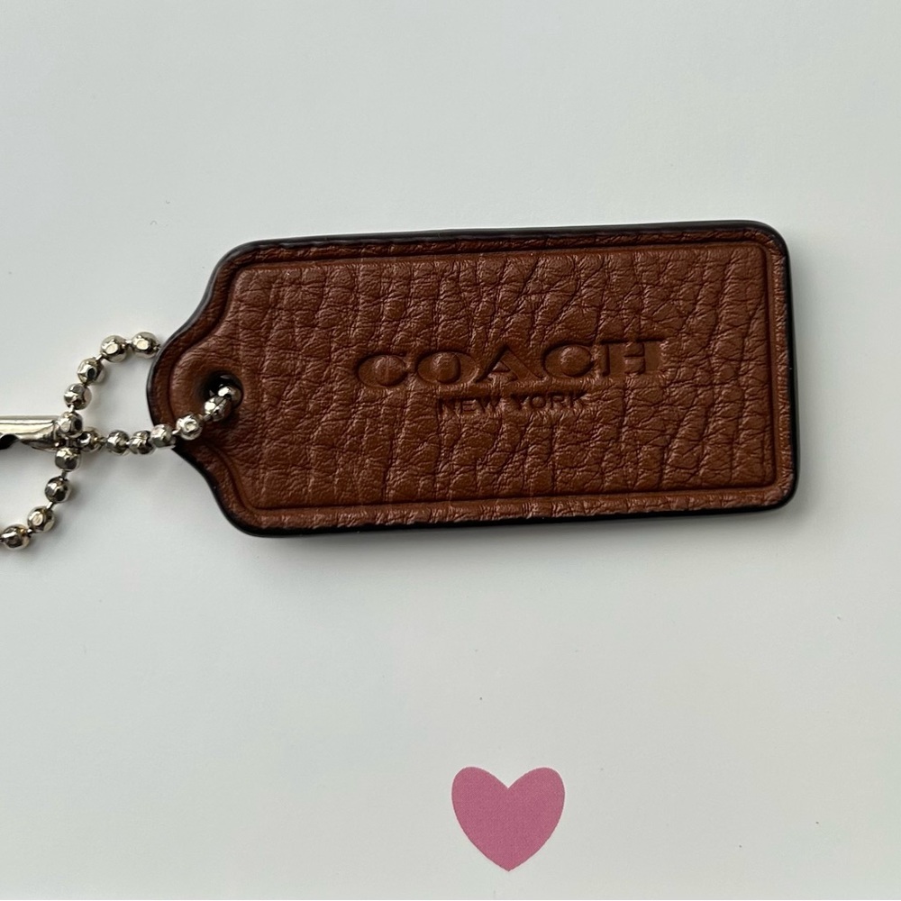 Coach Brown Leather Keychain Tag